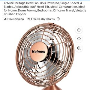 Holmes Vintage Brushed Copper Desk Fan